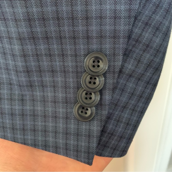 Michael Kors Blue/Black Plaid Dress Coat - Picture 7 of 8